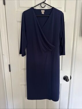 Chico’s Navy Faux-Wrap Dress